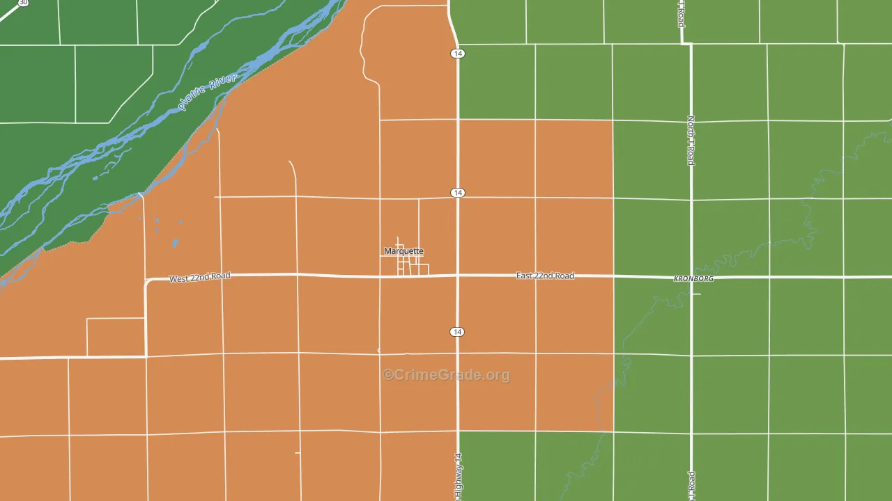 Marquette, NE Map of Drug-Related Crime Rates
