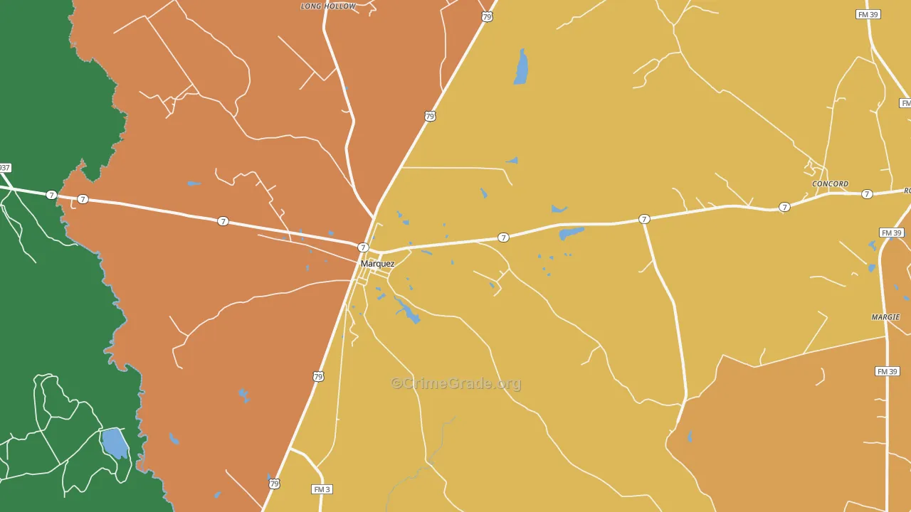 Marquez, TX Map of Drug-Related Crime Rates