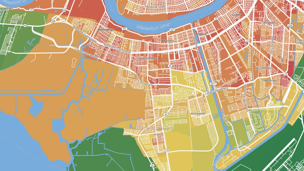 Marrero, LA Map of Drug-Related Crime Rates