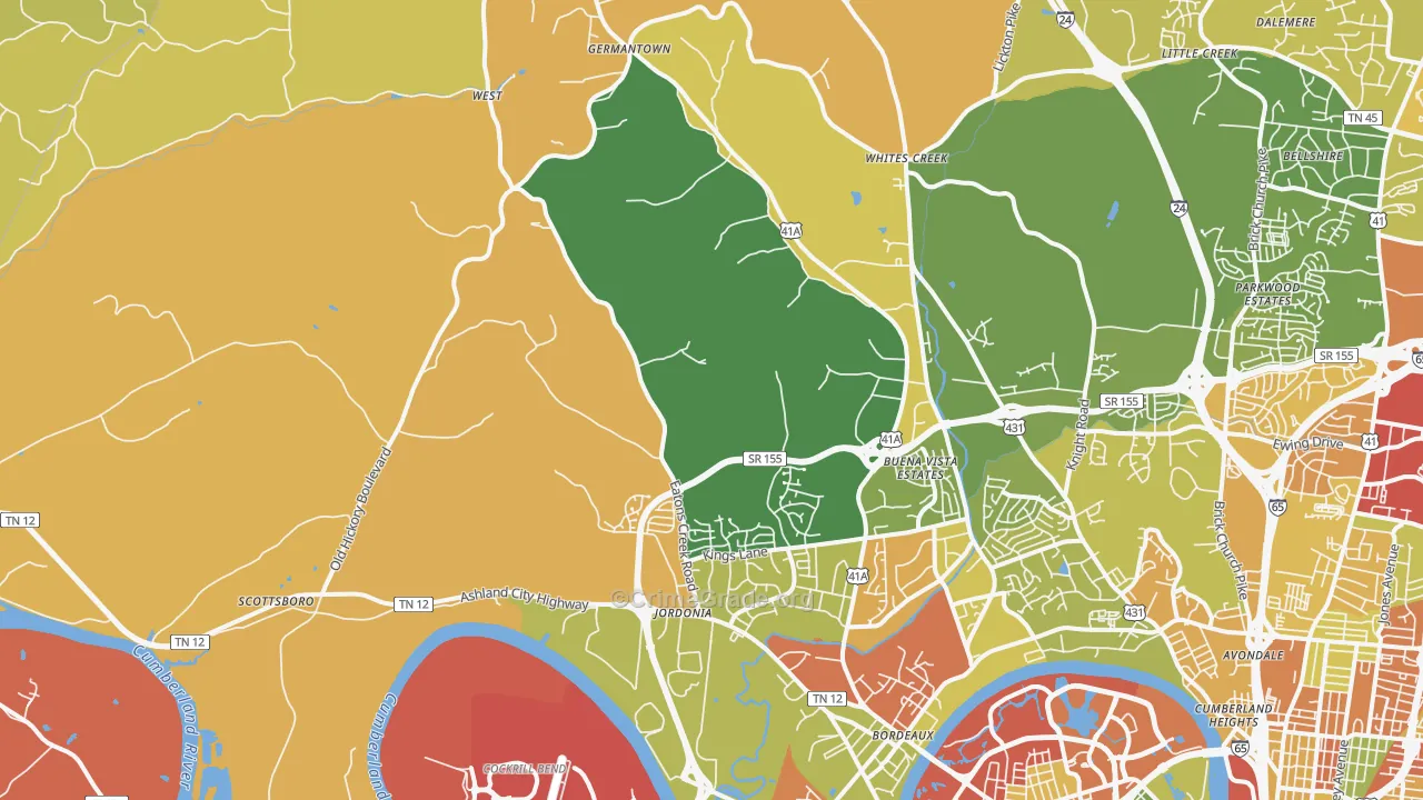 Marrowbone, Nashville, TN Map of Drug-Related Crime Rates