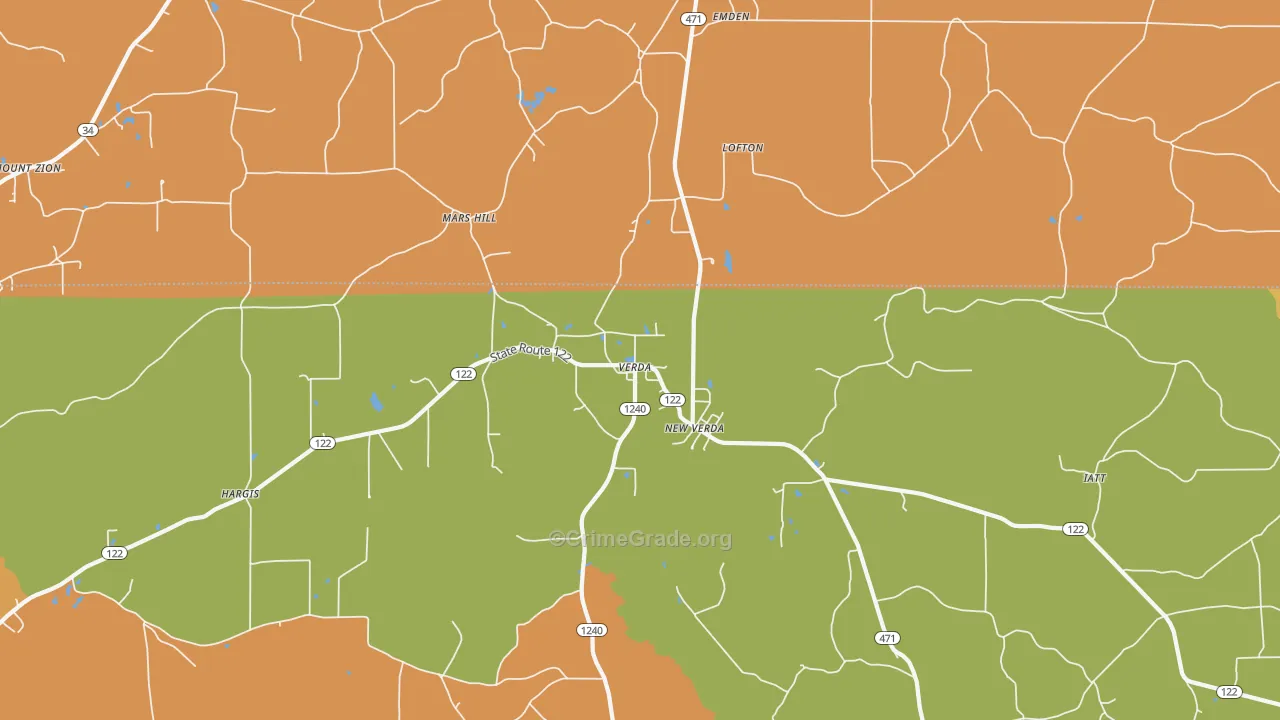 Mars Hill, LA Map of Drug-Related Crime Rates