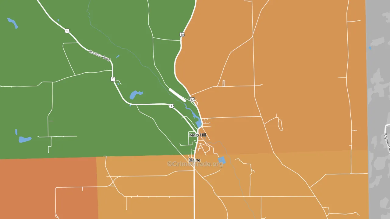 Mars Hill, ME Map of Drug-Related Crime Rates