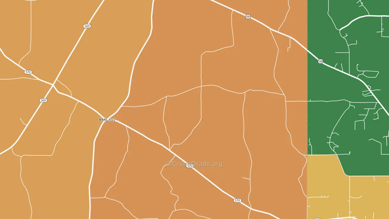 Mars Hill, MS Map of Drug-Related Crime Rates