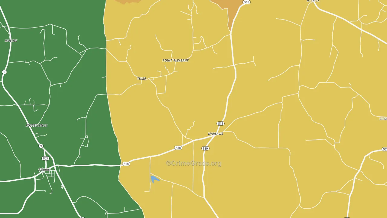 Marsalis, LA Map of Drug-Related Crime Rates
