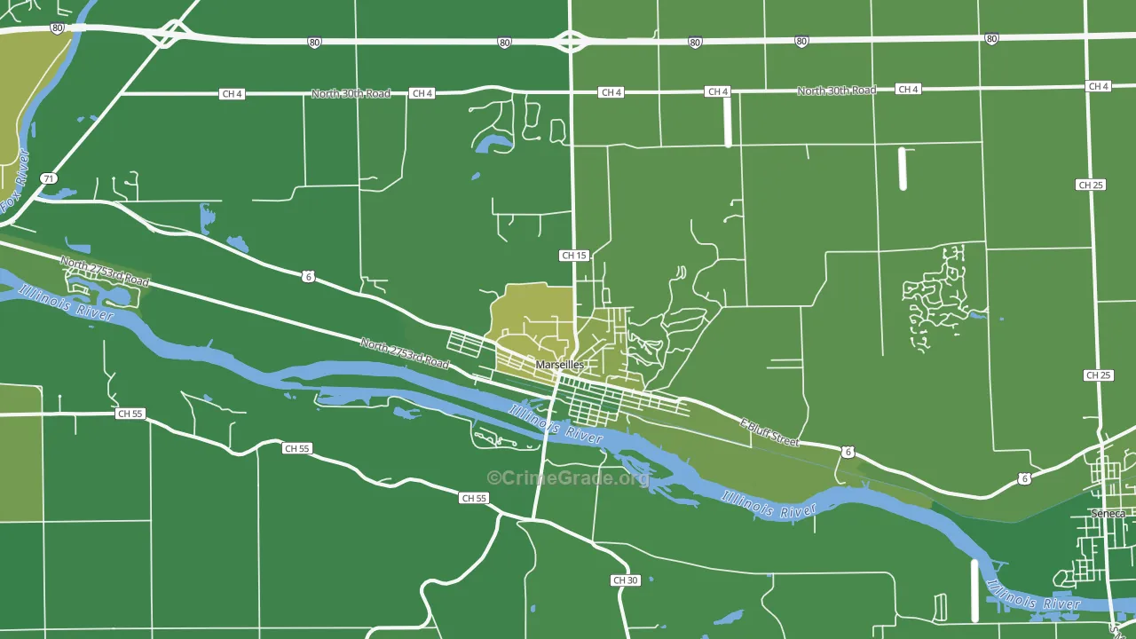 Marseilles, IL Map of Drug-Related Crime Rates