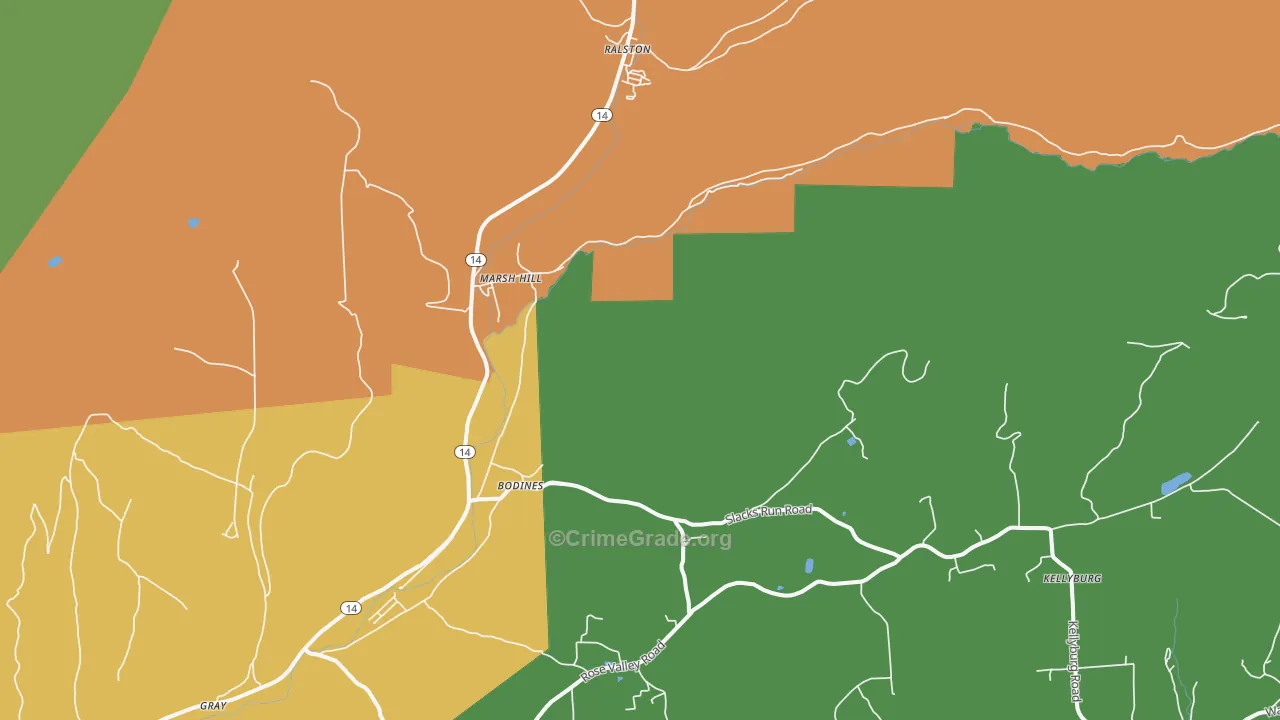 Marsh Hill, PA Map of Drug-Related Crime Rates