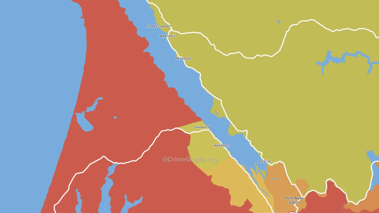 Marshall, CA Map of Drug-Related Crime Rates