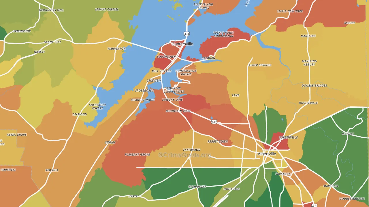 Marshall County, AL Map of Drug-Related Crime Rates
