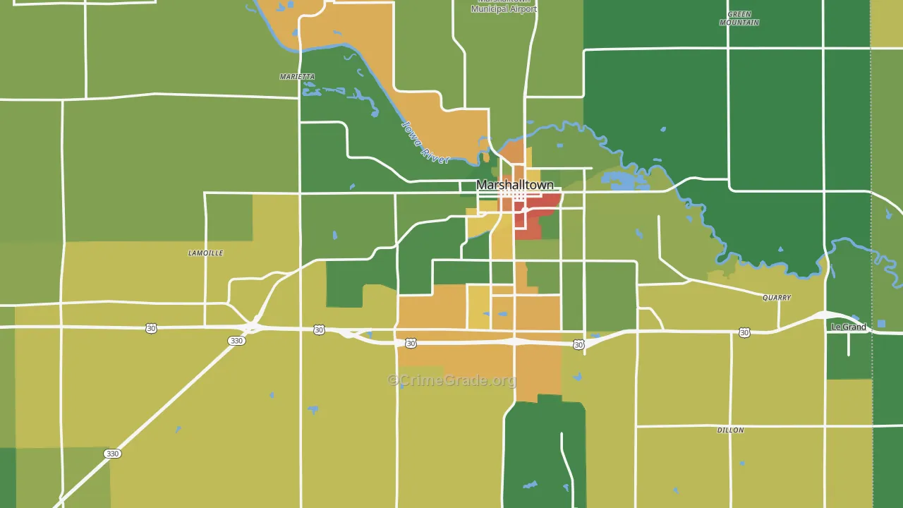 Marshall County, IA Map of Drug-Related Crime Rates