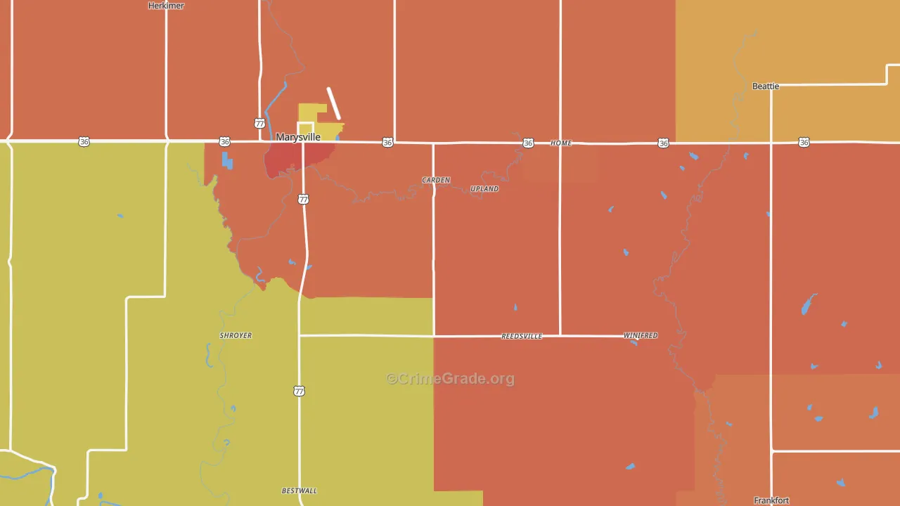 Marshall County, KS Map of Drug-Related Crime Rates
