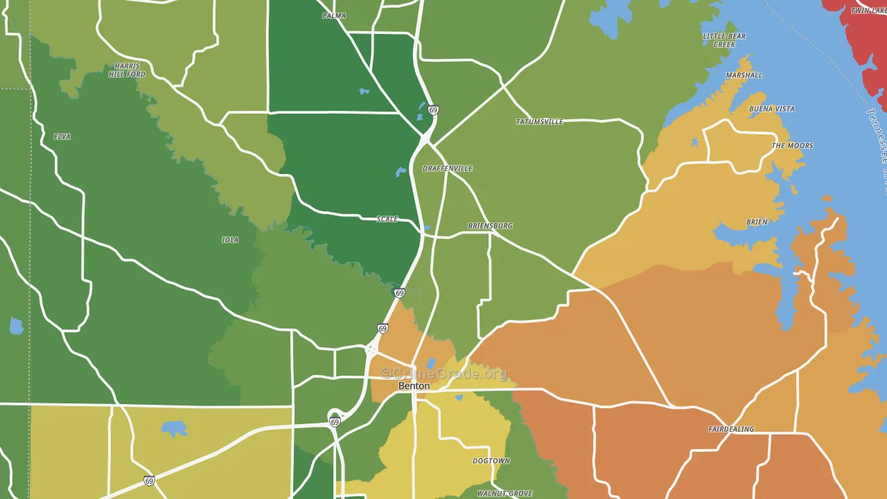 Marshall County, KY Map of Drug-Related Crime Rates