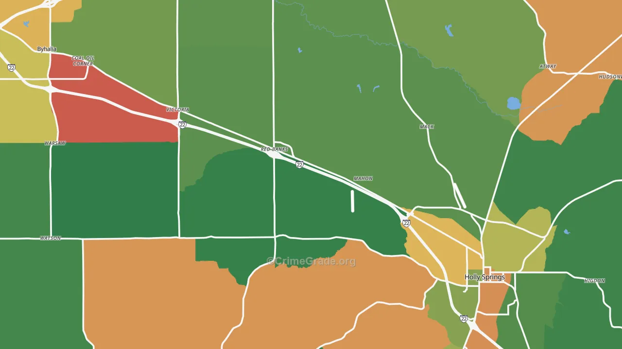 Marshall County, MS Map of Drug-Related Crime Rates