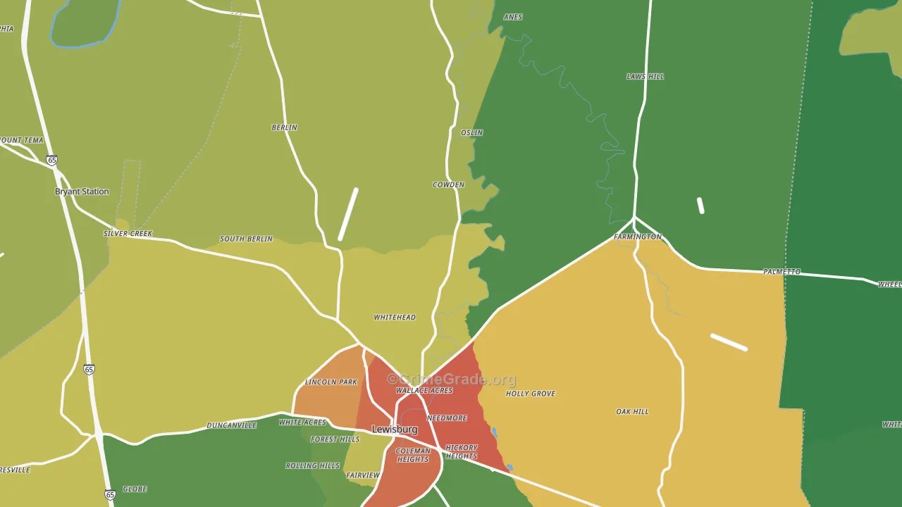 Marshall County, TN Map of Drug-Related Crime Rates
