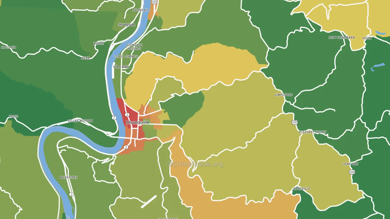 Marshall County, WV Map of Drug-Related Crime Rates