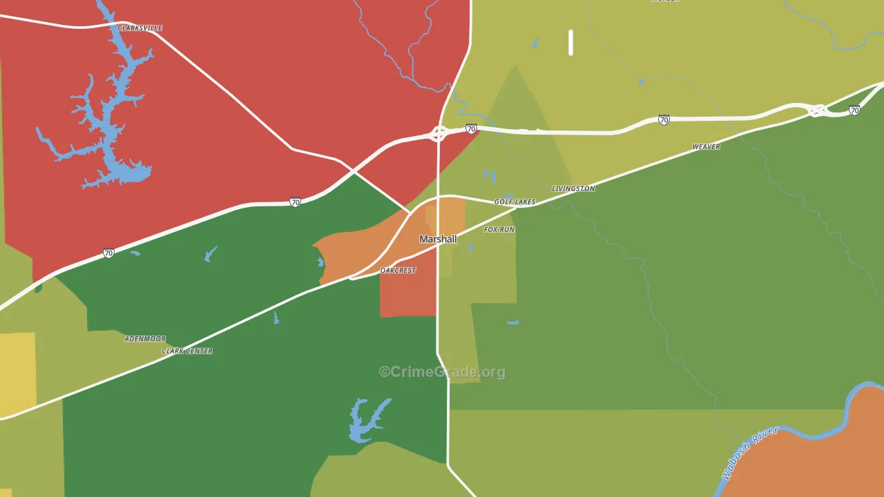 Marshall, IL Map of Drug-Related Crime Rates