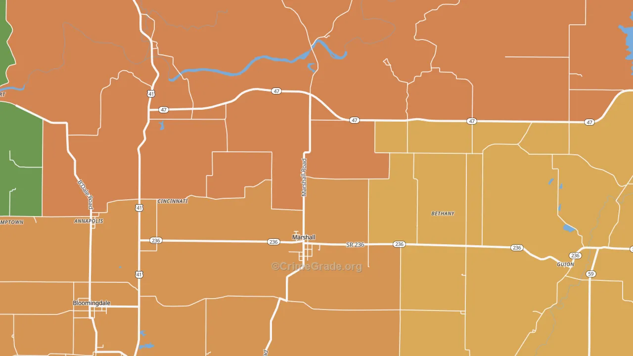 Marshall, IN Map of Drug-Related Crime Rates