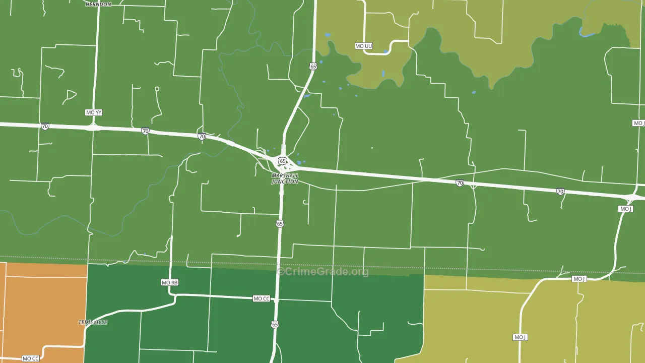 Marshall Junction, MO Map of Drug-Related Crime Rates