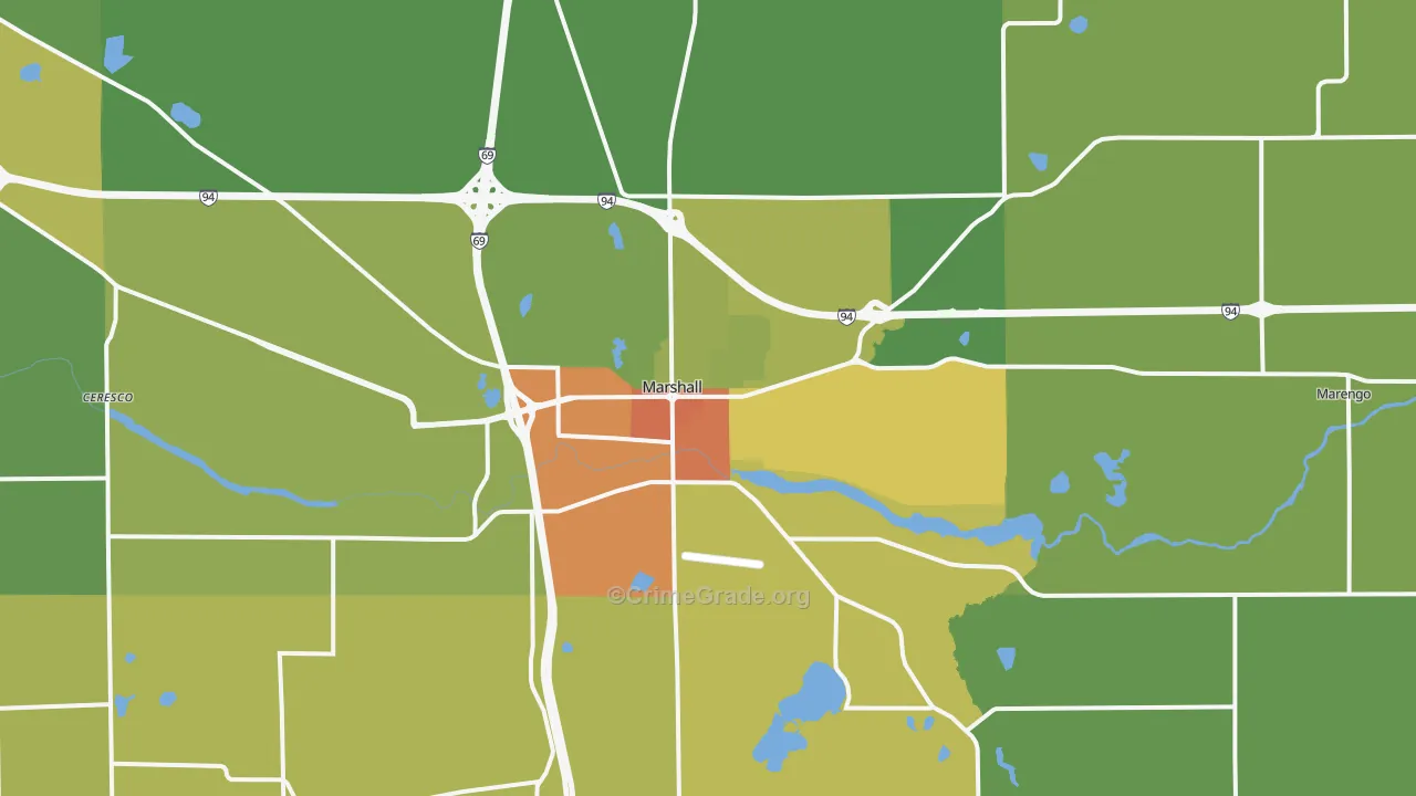 Marshall, MI Map of Drug-Related Crime Rates