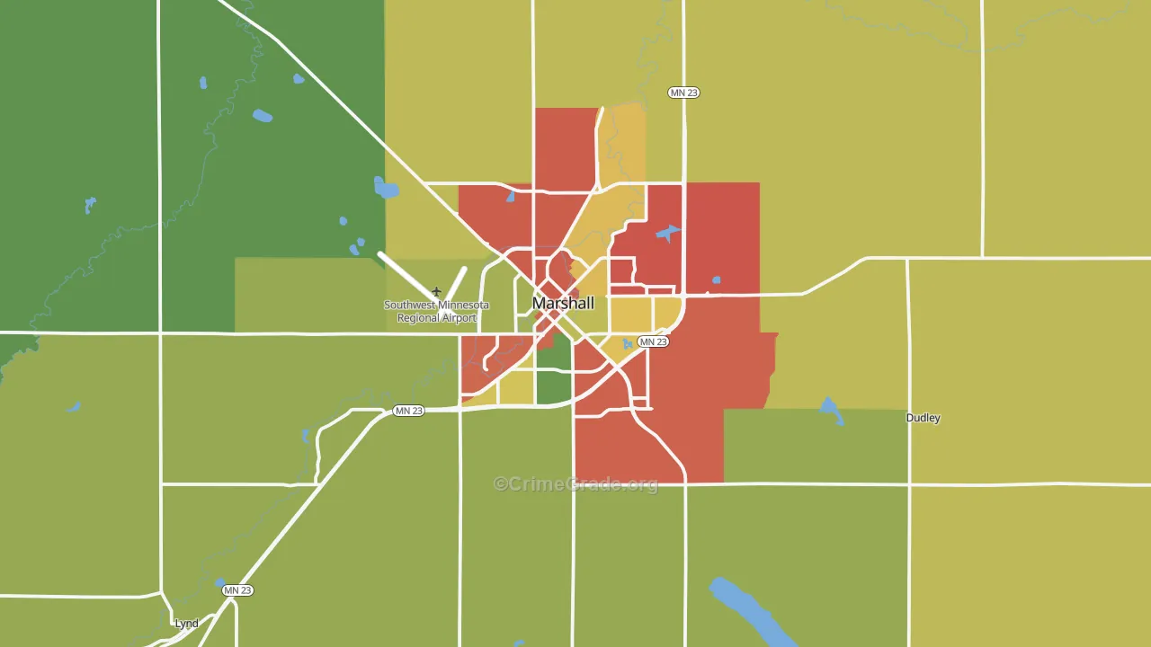 Marshall, MN Map of Drug-Related Crime Rates