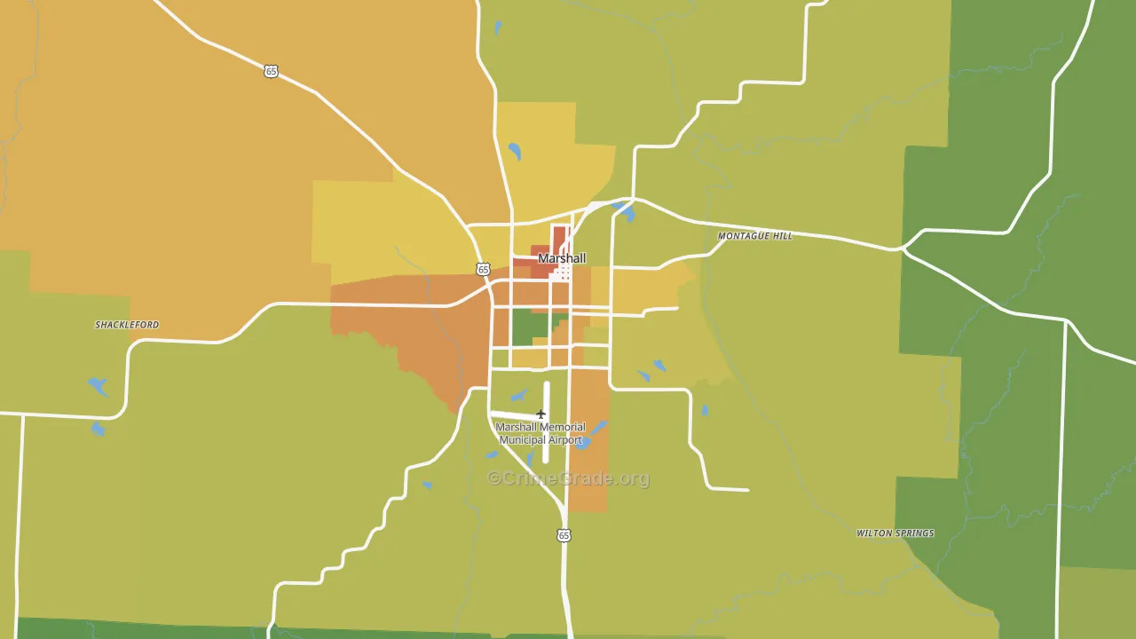 Marshall, MO Map of Drug-Related Crime Rates