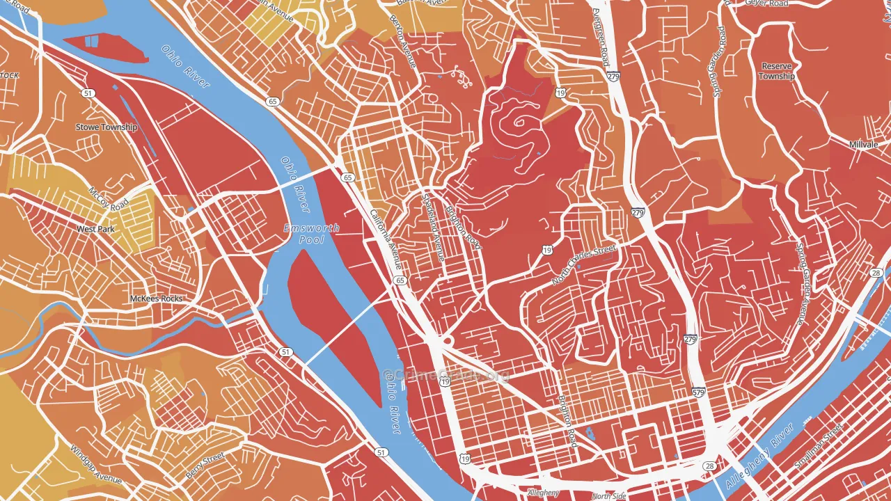 Marshall-Shadeland, Pittsburgh, PA Map of Drug-Related Crime Rates
