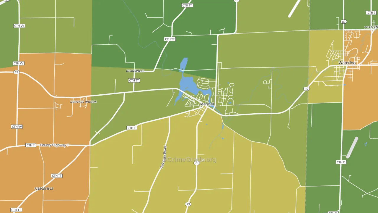 Marshall, WI Map of Drug-Related Crime Rates