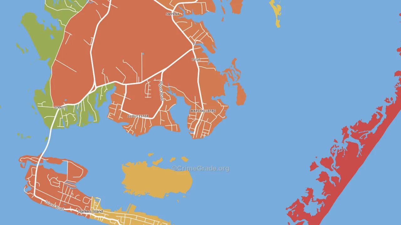 Marshallberg, NC Map of Drug-Related Crime Rates