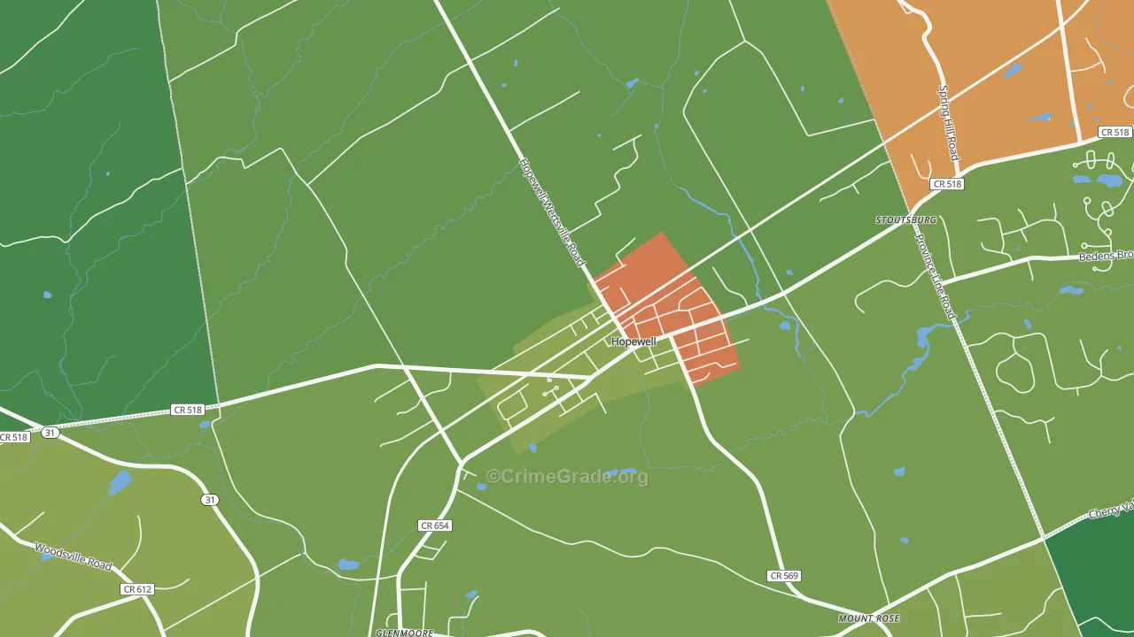 Marshalls Corner, NJ Map of Drug-Related Crime Rates