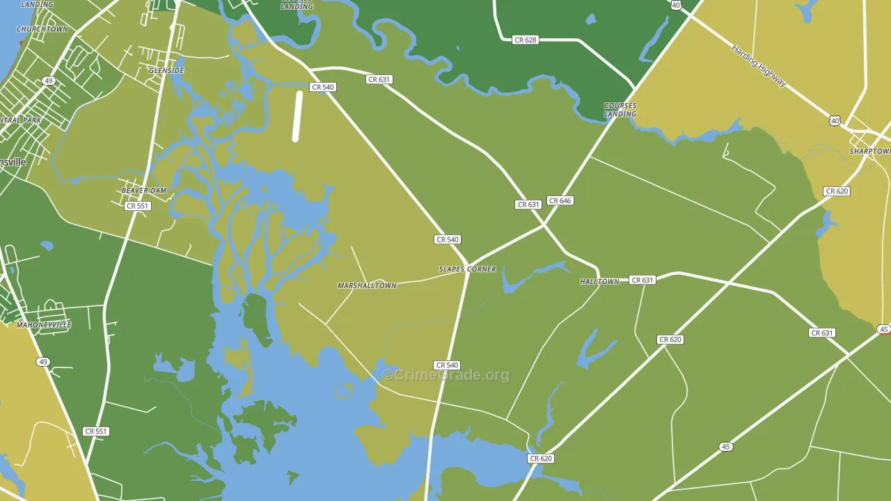 Marshalltown, NJ Map of Drug-Related Crime Rates