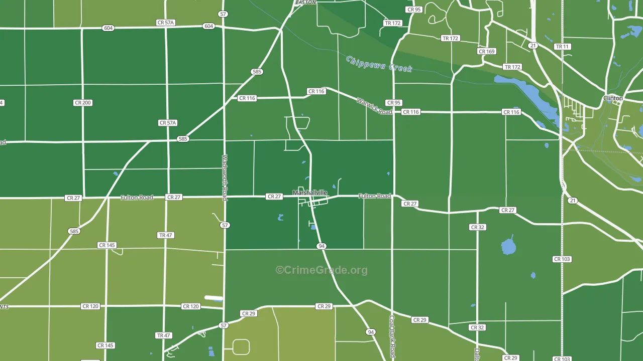 Marshallville, OH Map of Drug-Related Crime Rates