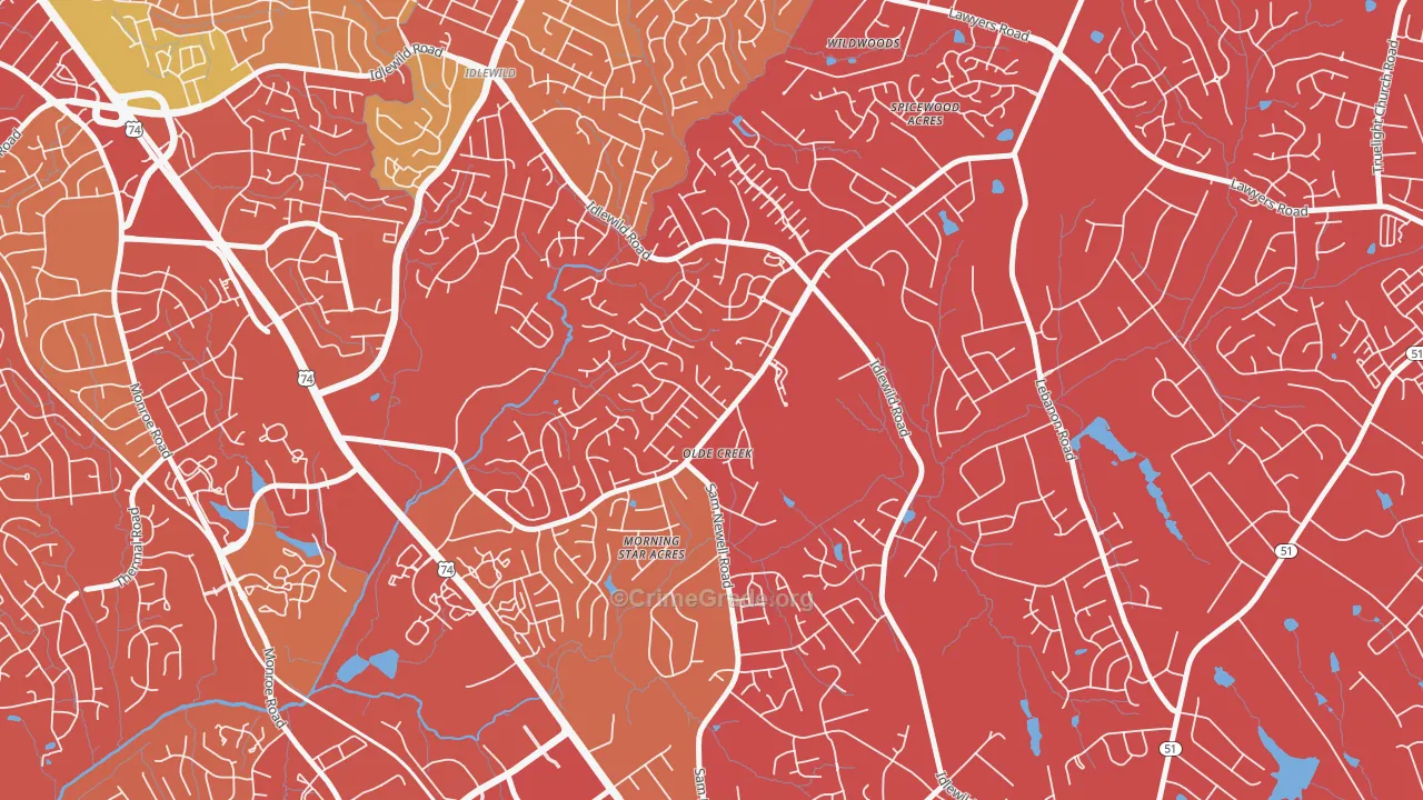 Marshbrooke, Matthews, NC Map of Drug-Related Crime Rates