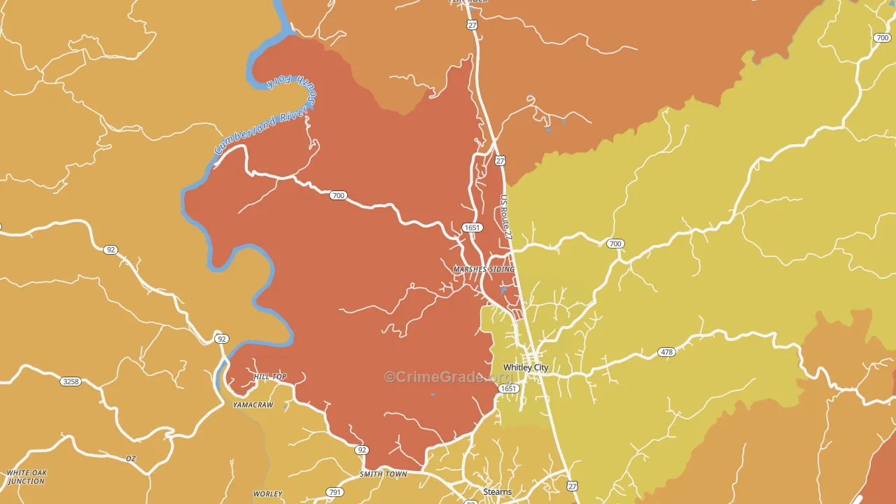 Marshes Siding, KY Map of Drug-Related Crime Rates