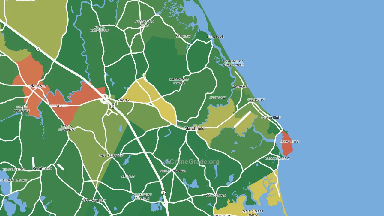 Marshfield, MA Map of Drug-Related Crime Rates