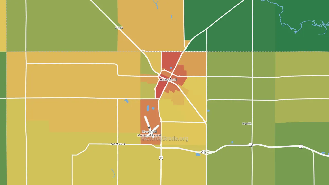 Marshfield, WI Map of Drug-Related Crime Rates