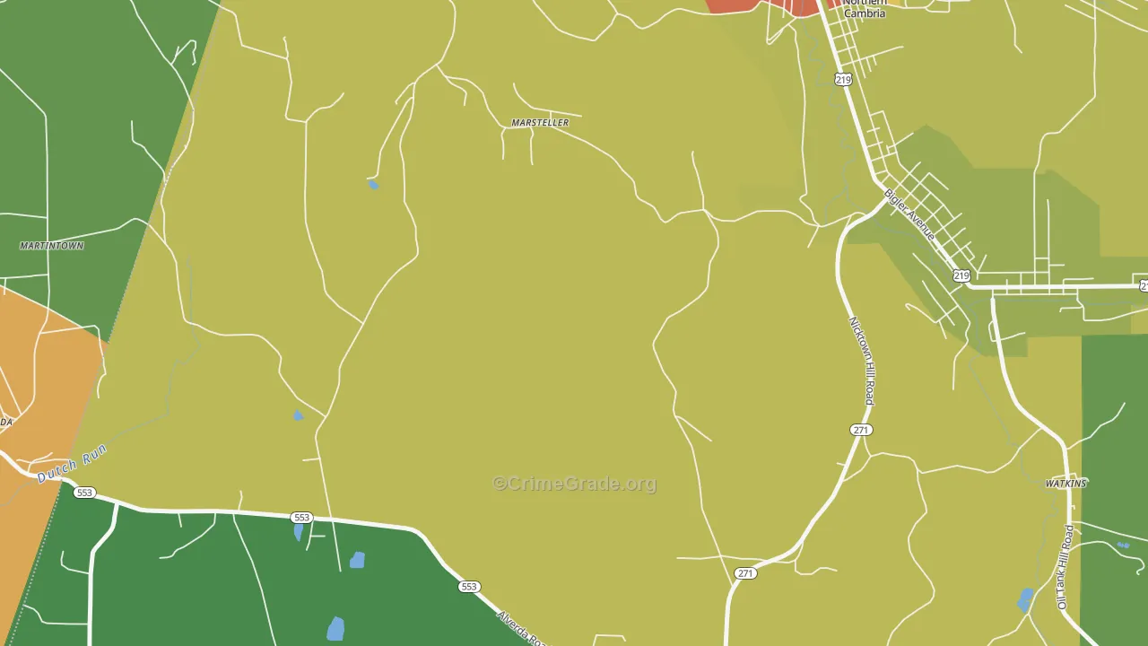 Marsteller, PA Map of Drug-Related Crime Rates
