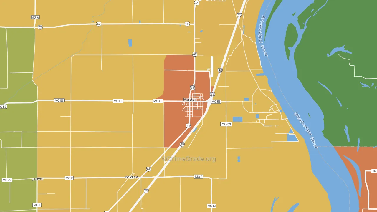 Marston, MO Map of Drug-Related Crime Rates