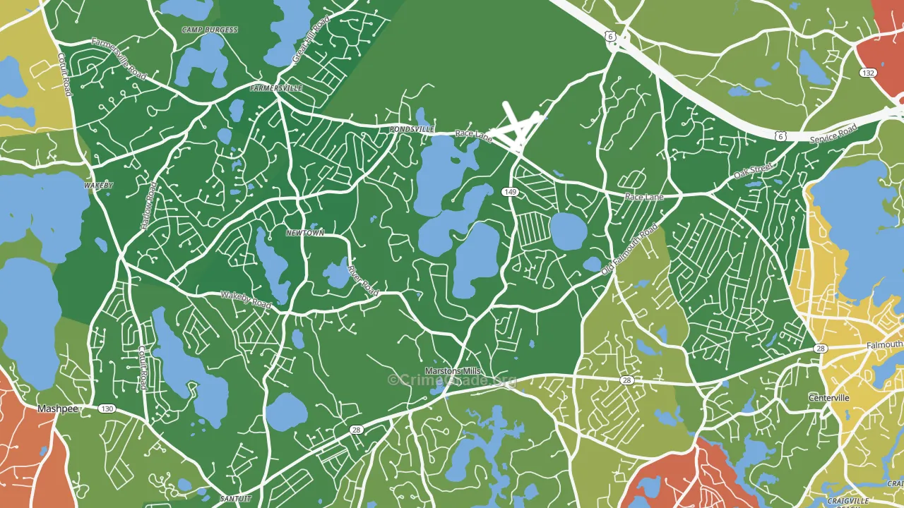 Marstons Mills, MA Map of Drug-Related Crime Rates