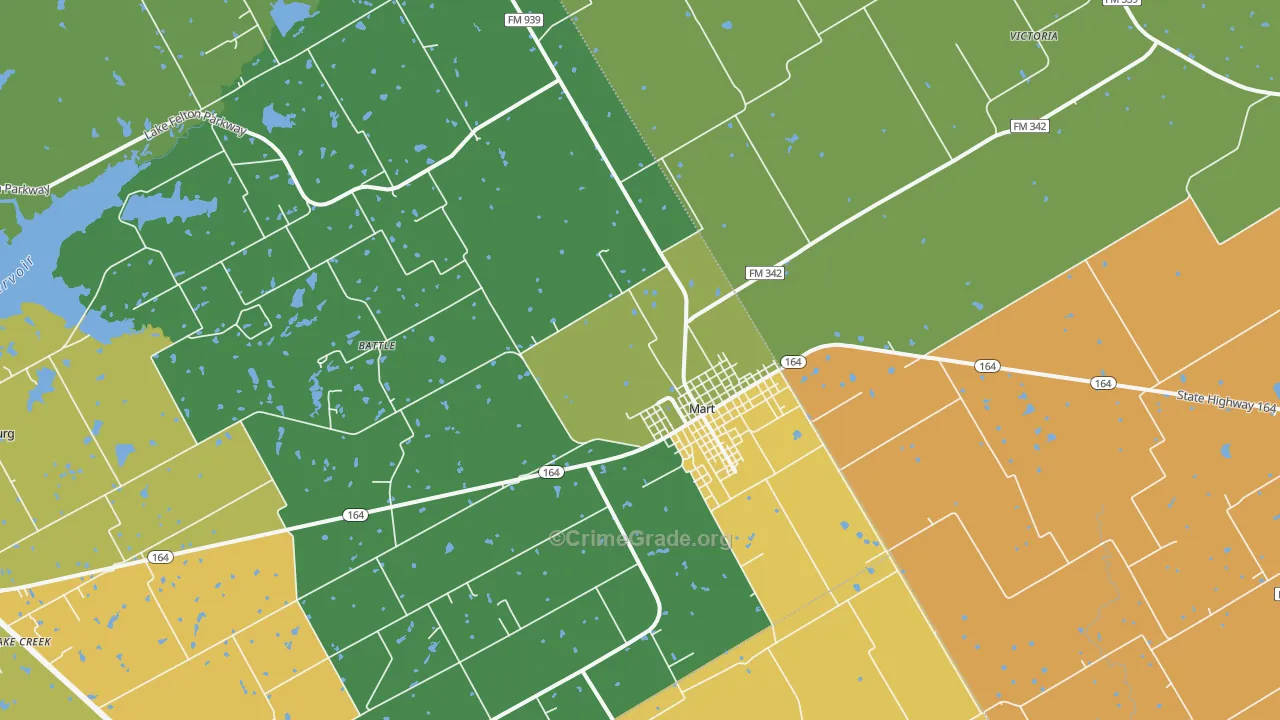 Mart, TX Map of Drug-Related Crime Rates