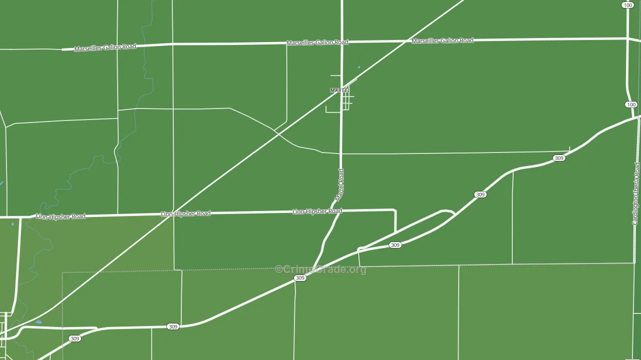 Martel, OH Map of Drug-Related Crime Rates