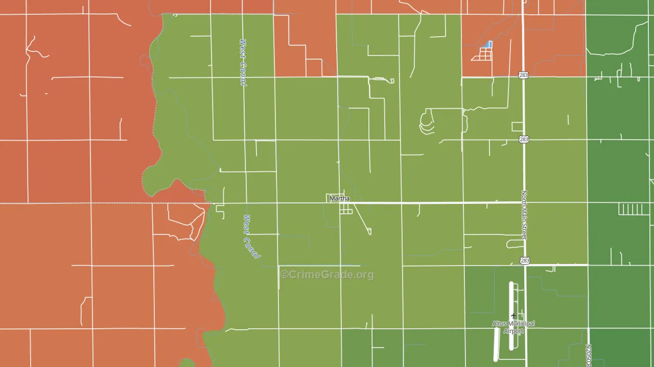 Martha, OK Map of Drug-Related Crime Rates