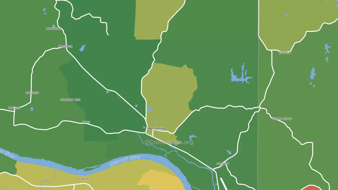 Marthasville, MO Map of Drug-Related Crime Rates