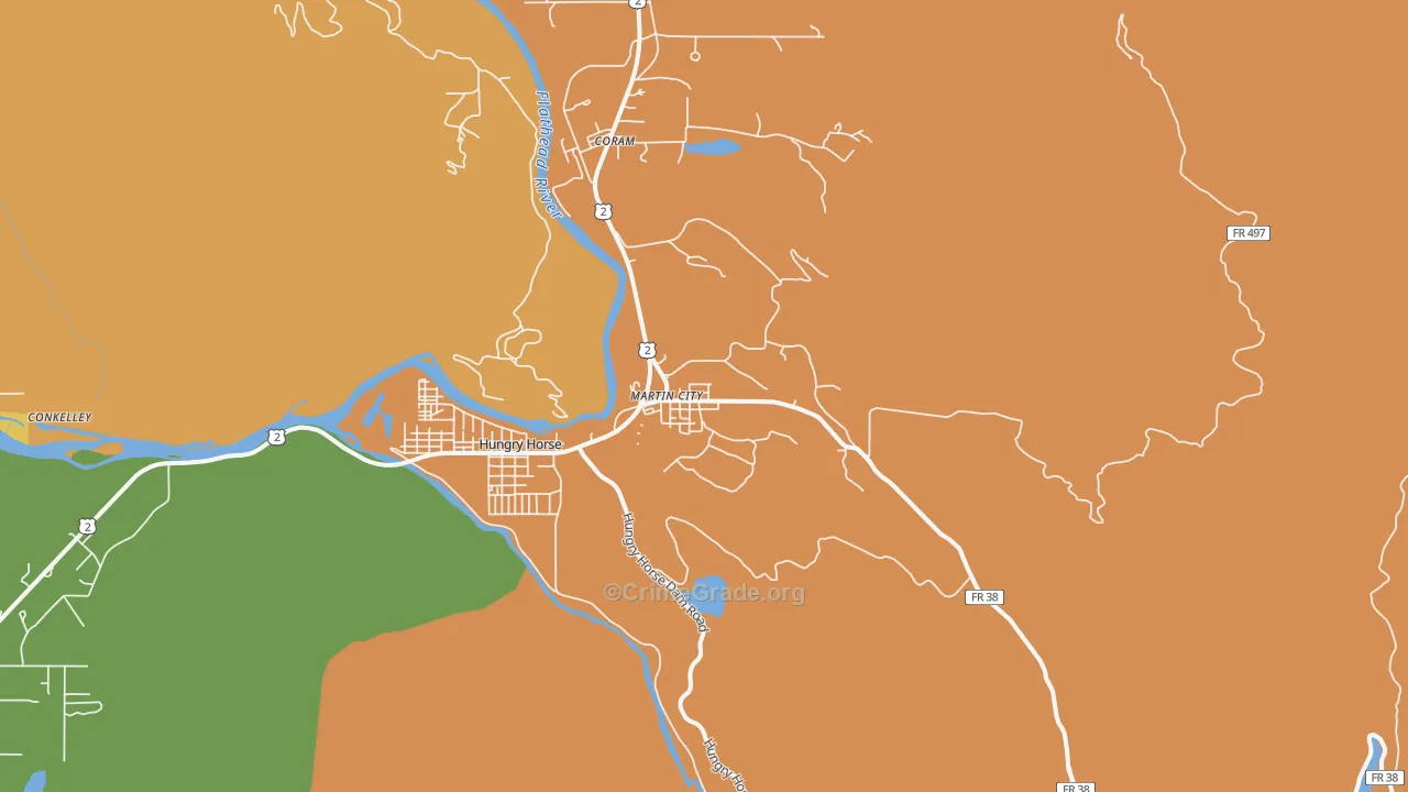 Martin City, MT Map of Drug-Related Crime Rates