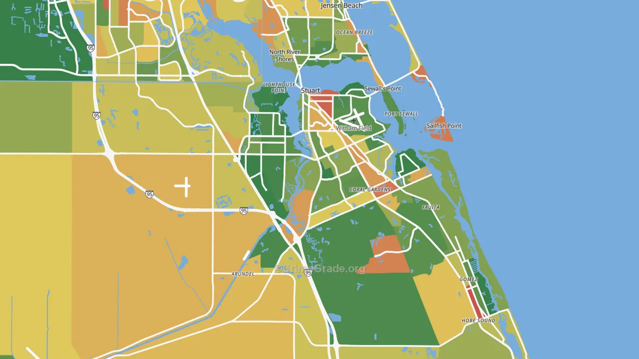 Martin County, FL Map of Drug-Related Crime Rates