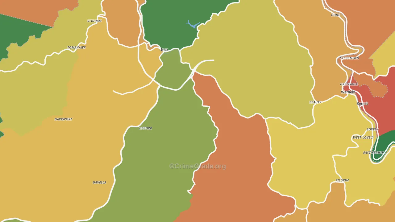 Martin County, KY Map of Drug-Related Crime Rates