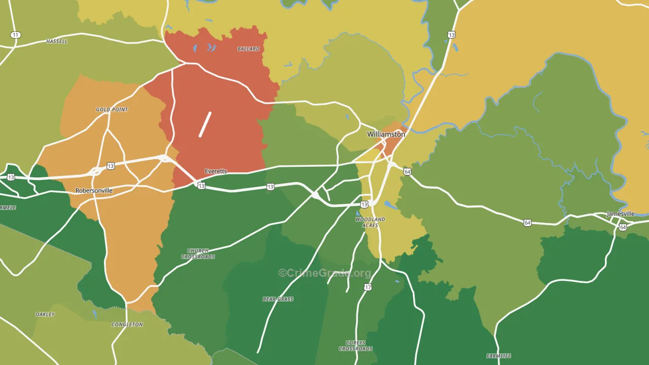 Martin County, NC Map of Drug-Related Crime Rates