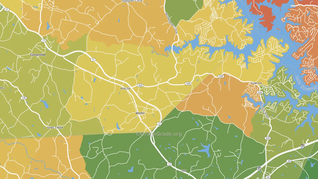 Martin, GA Map of Drug-Related Crime Rates