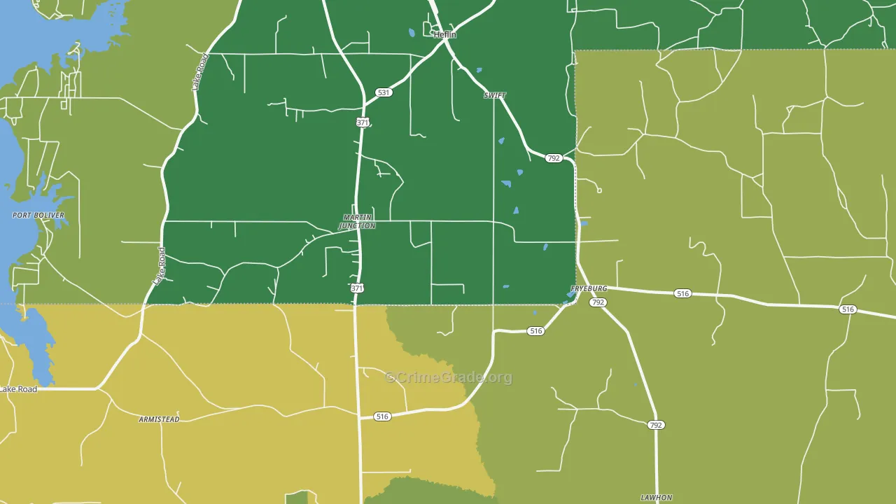Martin Junction, LA Map of Drug-Related Crime Rates