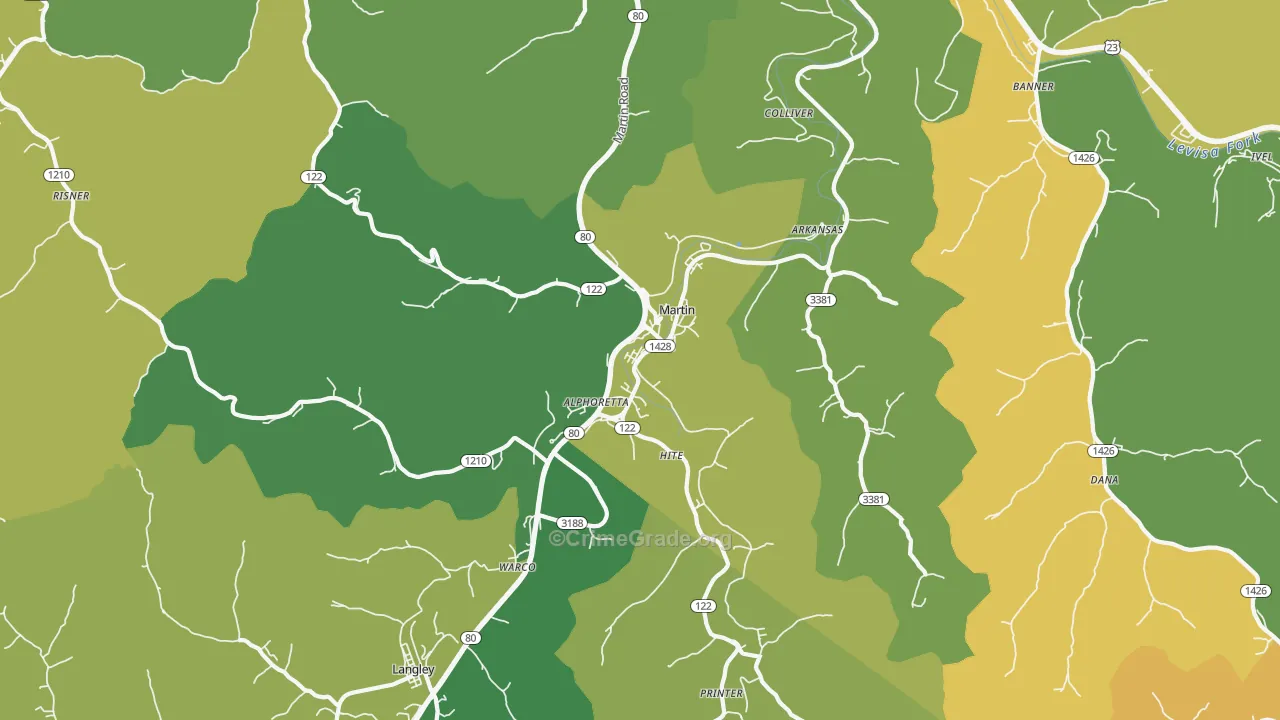 Martin, KY Map of Drug-Related Crime Rates