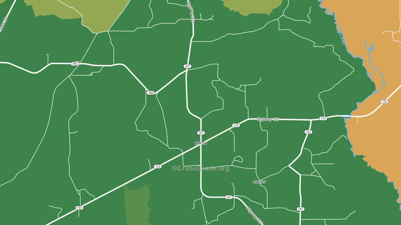 Martin, LA Map of Drug-Related Crime Rates