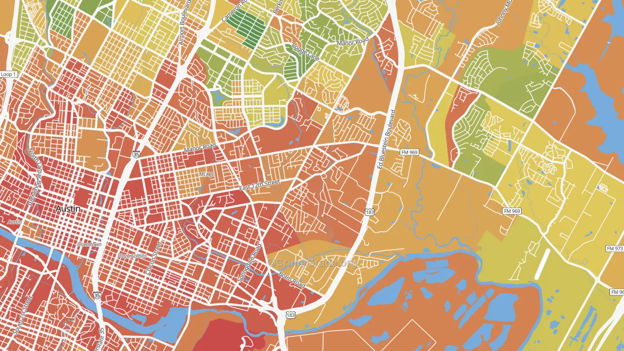 Martin Luther King, Austin, TX Map of Drug-Related Crime Rates